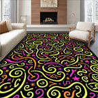 Bright Neon Swirls and Stars Rug