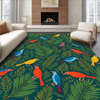 Tropical Birds and Ferns Teal Rug
