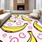 Whimsical Yellow Banana Pink Swirl Rug