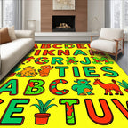 Whimsical Alphabet Animals Bright Rug