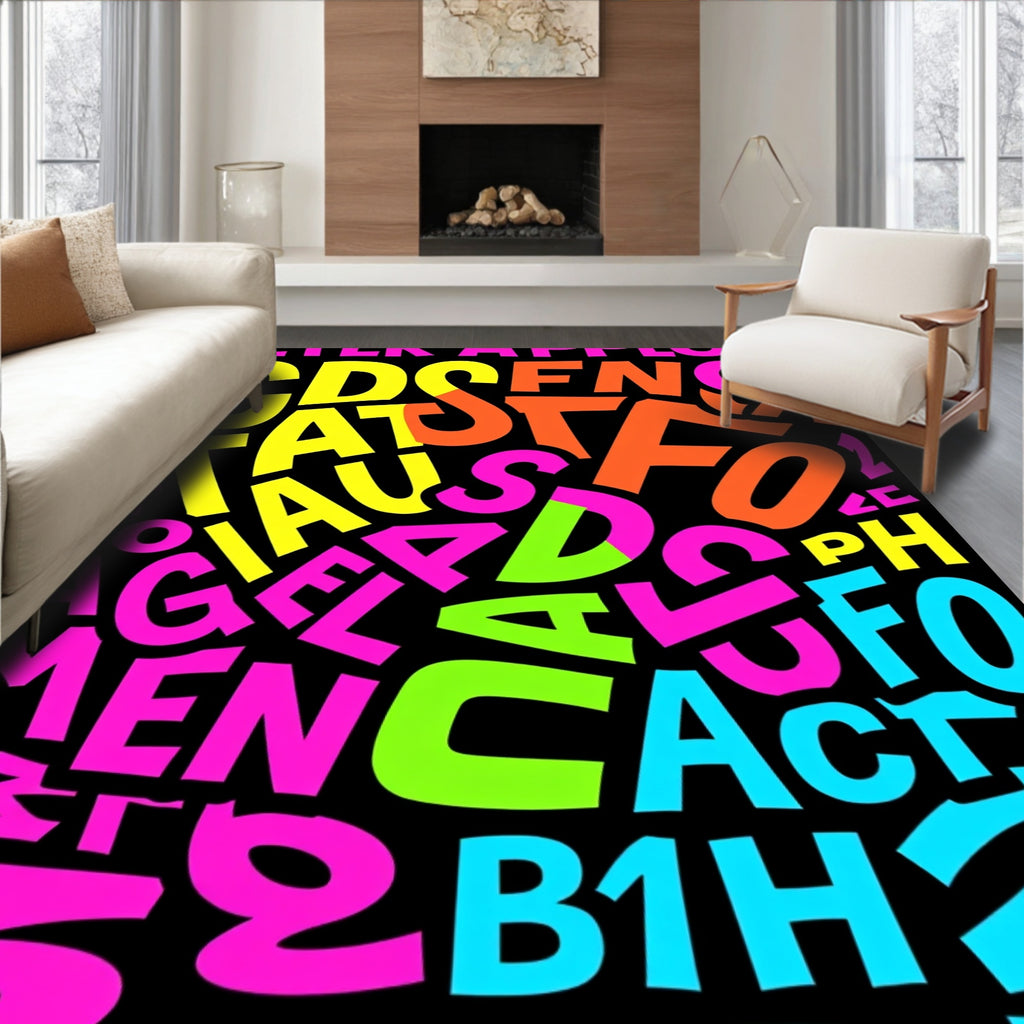 Bold Typographic Collage Print Rug