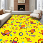 Vibrant Yellow Space Fleet Rocket Rug
