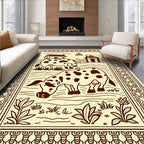Brown Cow Farmhouse Landscape Scenic Rug