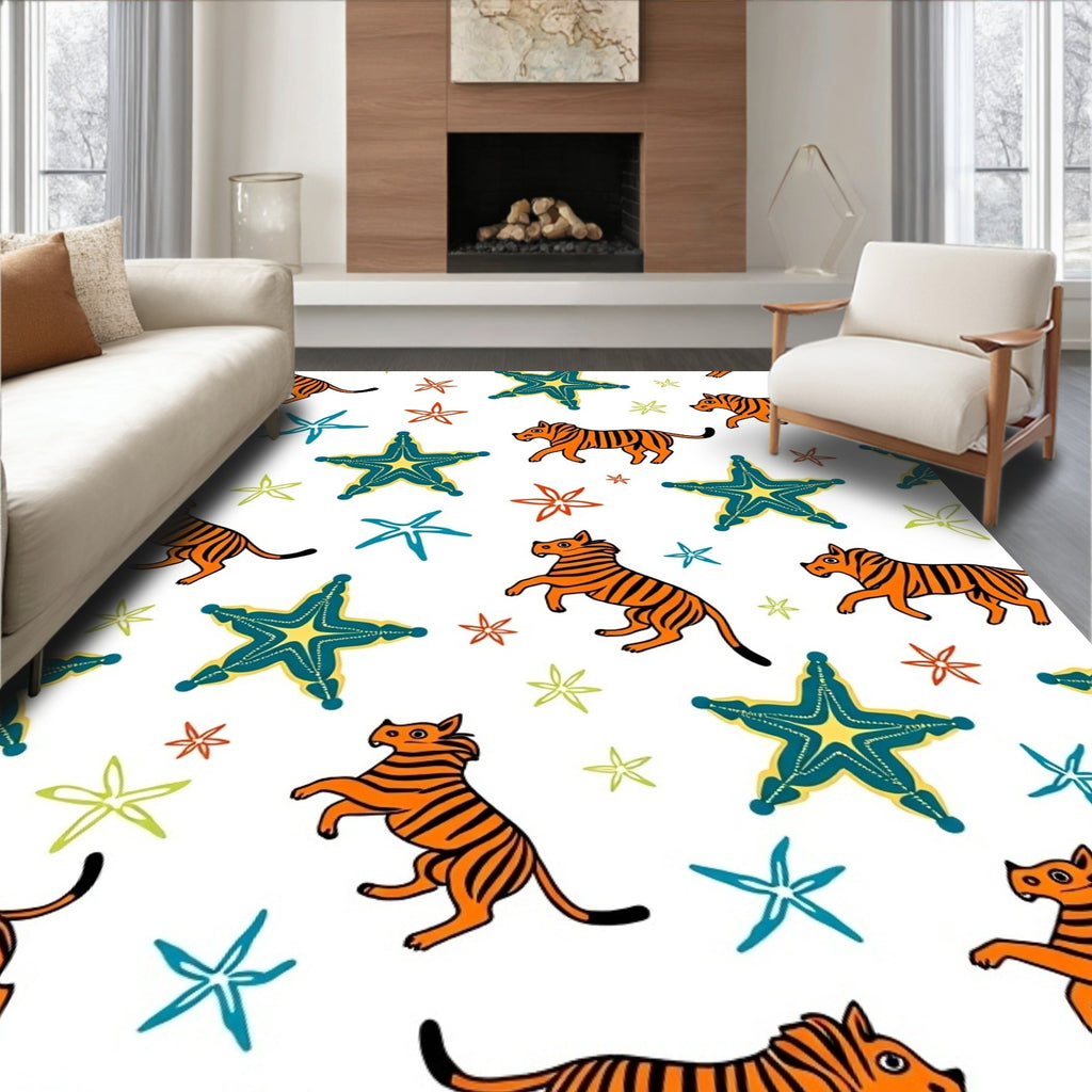 Whimsical Tiger Starfish Ensemble Rug