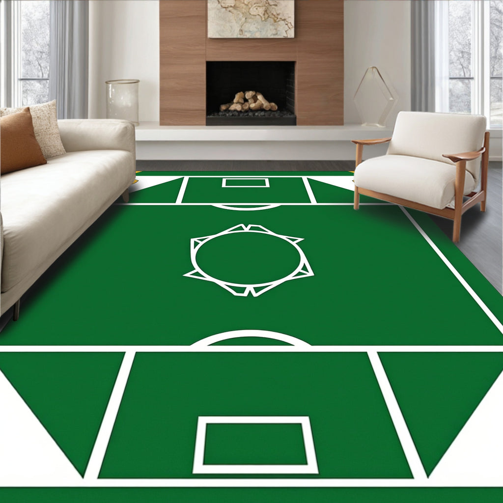 Green Geometric Court Field Rug