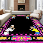 Vibrant Pink Children Greeting Square Rug