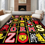 Circus Alphabet Animals Red Yellow Rug