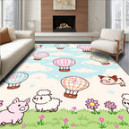 Whimsical Animals Hot Air Balloon Sky Rug