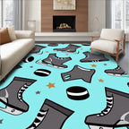 Ice Skates and Puck Stars Rug