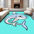 Cute Baby Blue Shark Bubbles Rug
