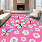 Pink Butterfly Daisy Delight Rug