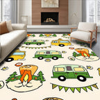 Retro Camper Van Forest Adventure Rug