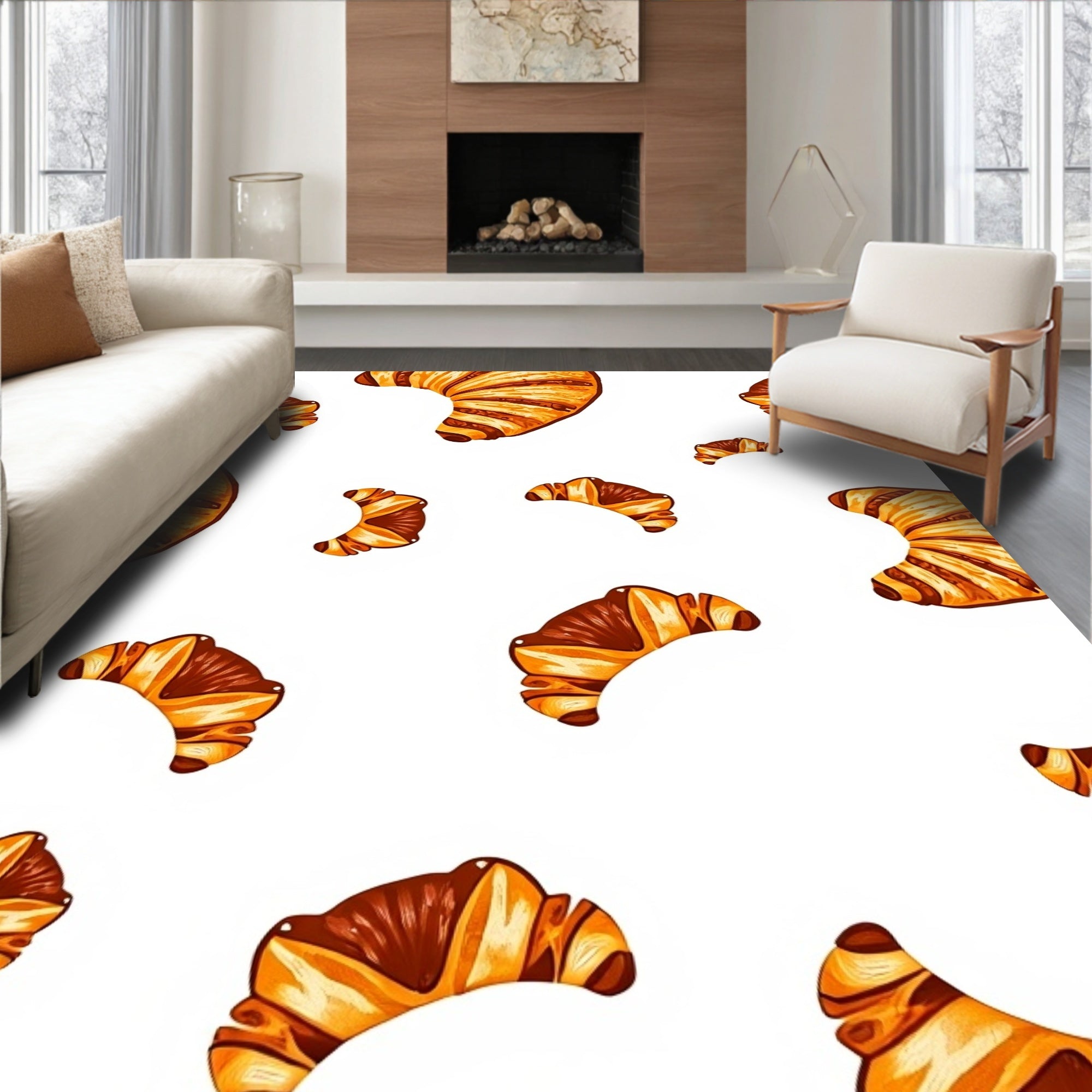 Golden Croissant Repeat Art Rug