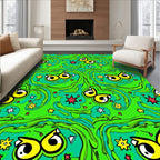 Vibrant Yellow Eyes Swirl Stars Rug