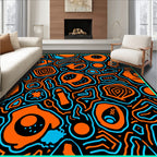 Vibrant Orange Blue Organic Flow Rug