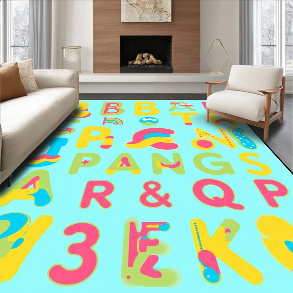 Playful Alphabet Splash Graphic Rug