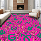 Pink Green Alphabet Numbers Rug