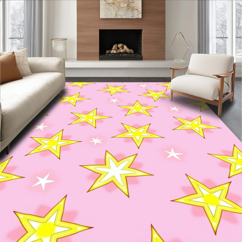 Pink Starry Night Field Rug