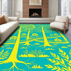 Yellow Treehouses In Tropical Jungle Rug