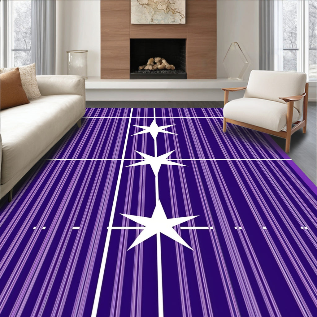Purple Vertical Stripe Starburst Rug