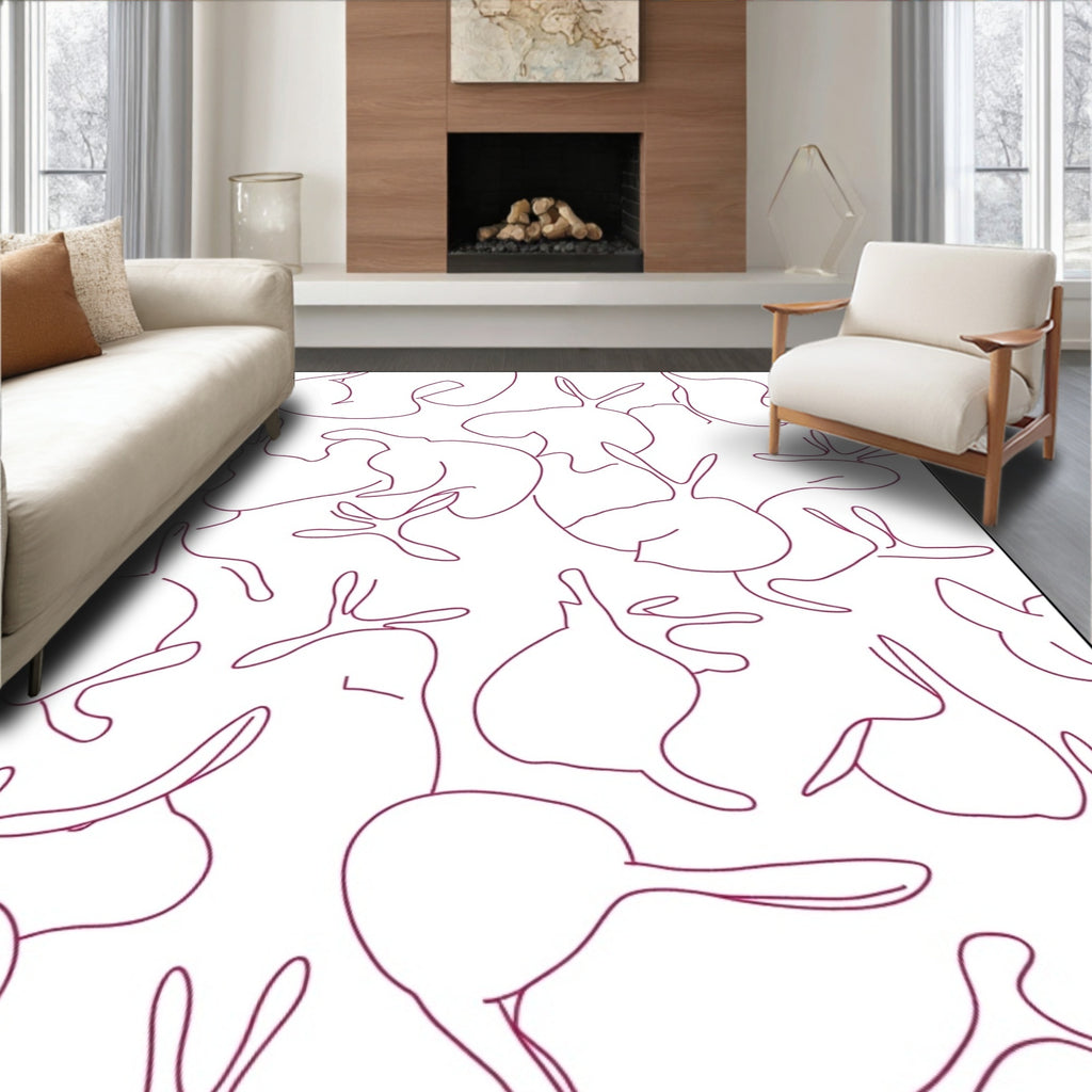 Red Orchid Abstract Contemporary Bloom Rug