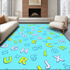 Playful Alphabet Animals Aqua Rug