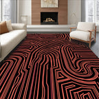 Coral Abstract Labyrinth Lines Rug