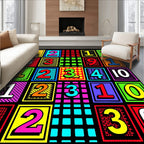 Colorful Pop Art Numbers Squares Rug