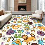 Whimsical Cartoon Animal Collage Rug