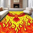 Fiery Red Phoenix With Swirling Flames Rug