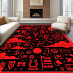 Red Symbol Collage Rug
