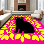 Black Cat Bright Floral Border Rug