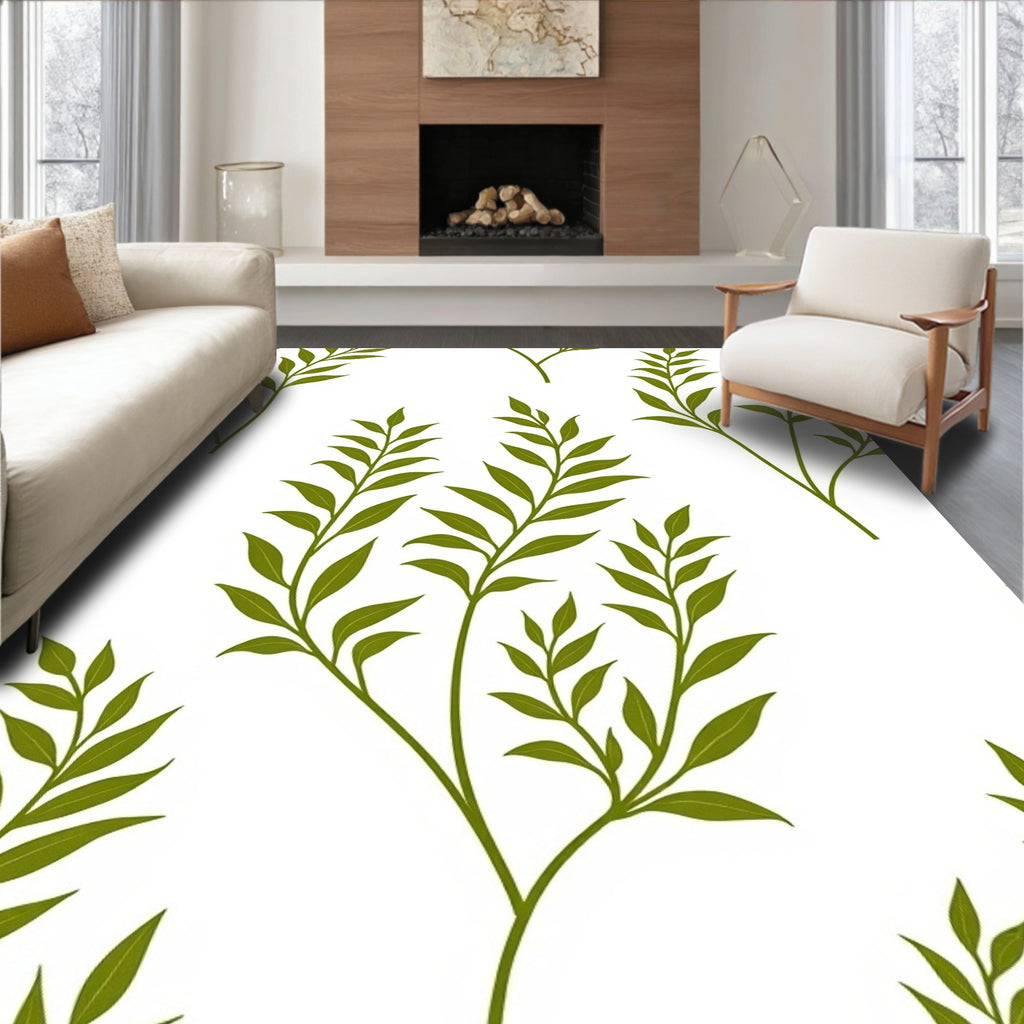Nature Green Leafy Branches Area Rug