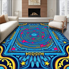 Vibrant Blue Starry Swirl Frame Rug