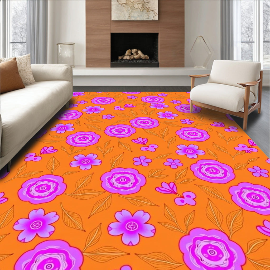 Vibrant Fuchsia Floral Garden Rug