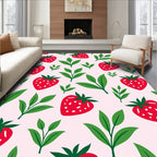 Sweet Red Strawberry Garden Pattern Rug