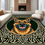 Bold German Shepherd Emerald Frame Rug
