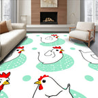 Cute White Chicken Farm Animals Rug