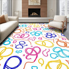 Whimsical Colorful Scribble Swirls Rug