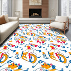 Playful Yellow Fish Alphabet Abstract Rug