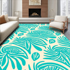 Turquoise Abstract Swirl Feather Rug
