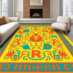 Yellow Orange Blue Comic Animals Rug