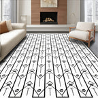 Geometric Black White Chevron Stripe Rug