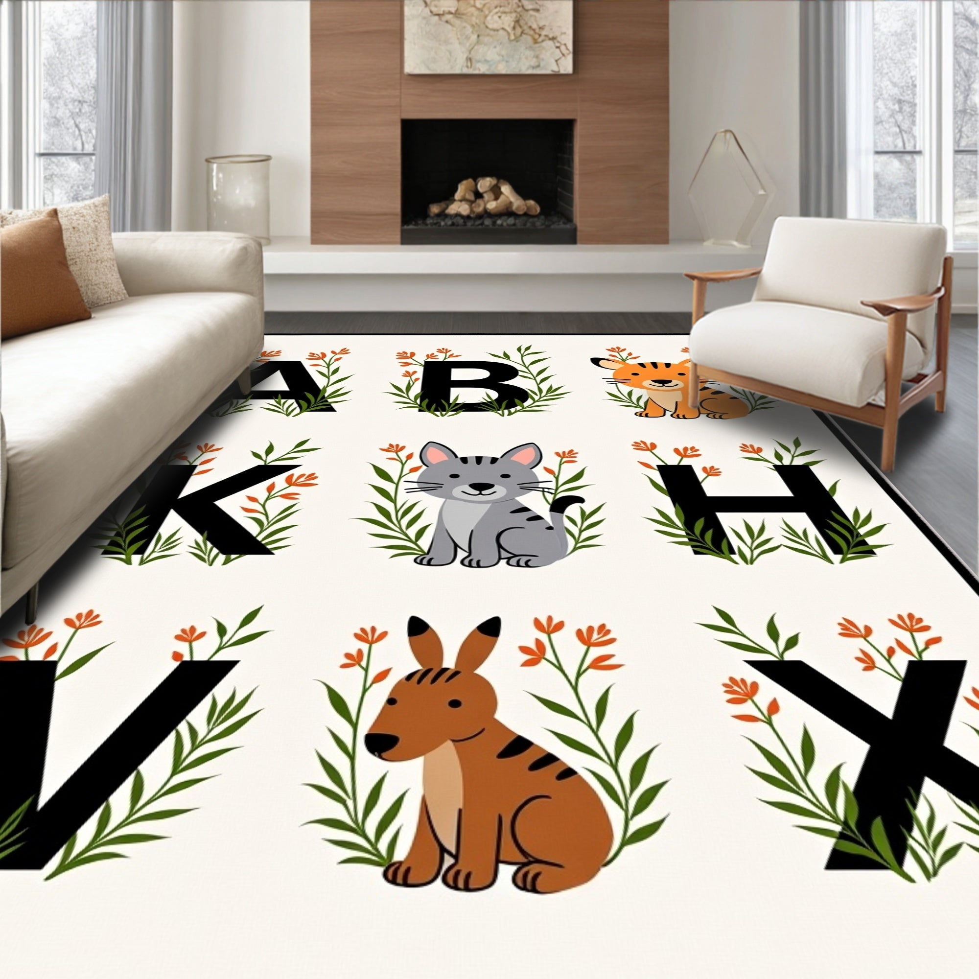 Alphabet Animals Botanical Garden Rug