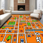 Whimsical Cartoon City Map Rug