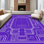 Blue Stadium Blueprint Geometric Lines Rug