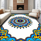 Vibrant Blue Yellow Mandala Framing Rug