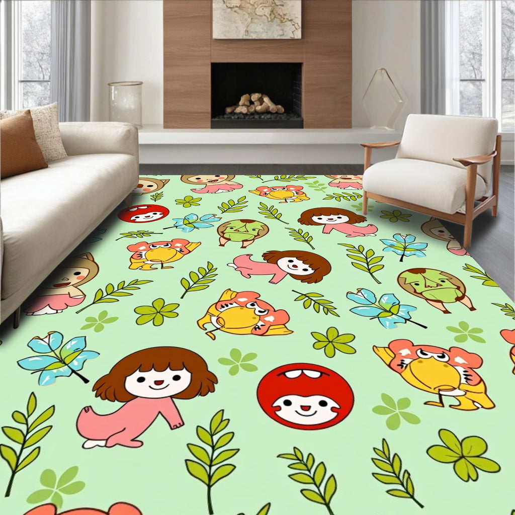 Whimsical Cartoon Critters Garden Rug