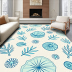 Oceanic Sea Life Leaves Accent Rug