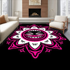 Vibrant Pink Grinning Sun Mandala Rug